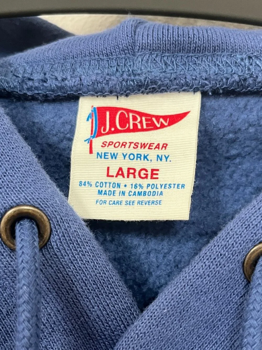 J. Crew Heavyweight NYC Beaver Hoodie In Porter Blue, Size L